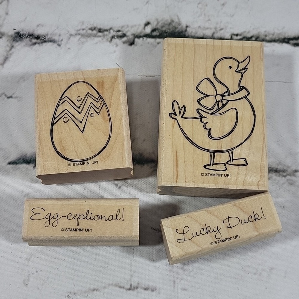 Stampin' Up Rubber Stamps Easter Spring Lot Of 4 Lucky Duck Egg -Ceptional Craft